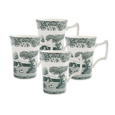 Heritage Green Italian Set of 4 Mugs